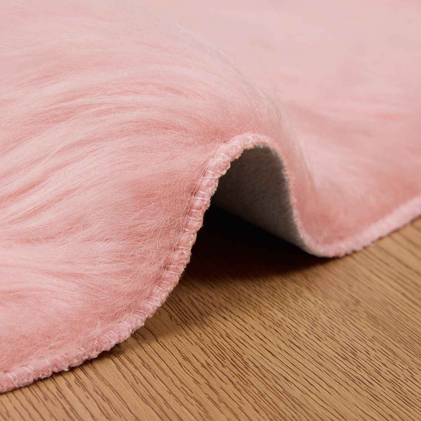 Fuskobbel lammeskindstæppe TAFALLA Lyserød Ø 80 cm Polyester