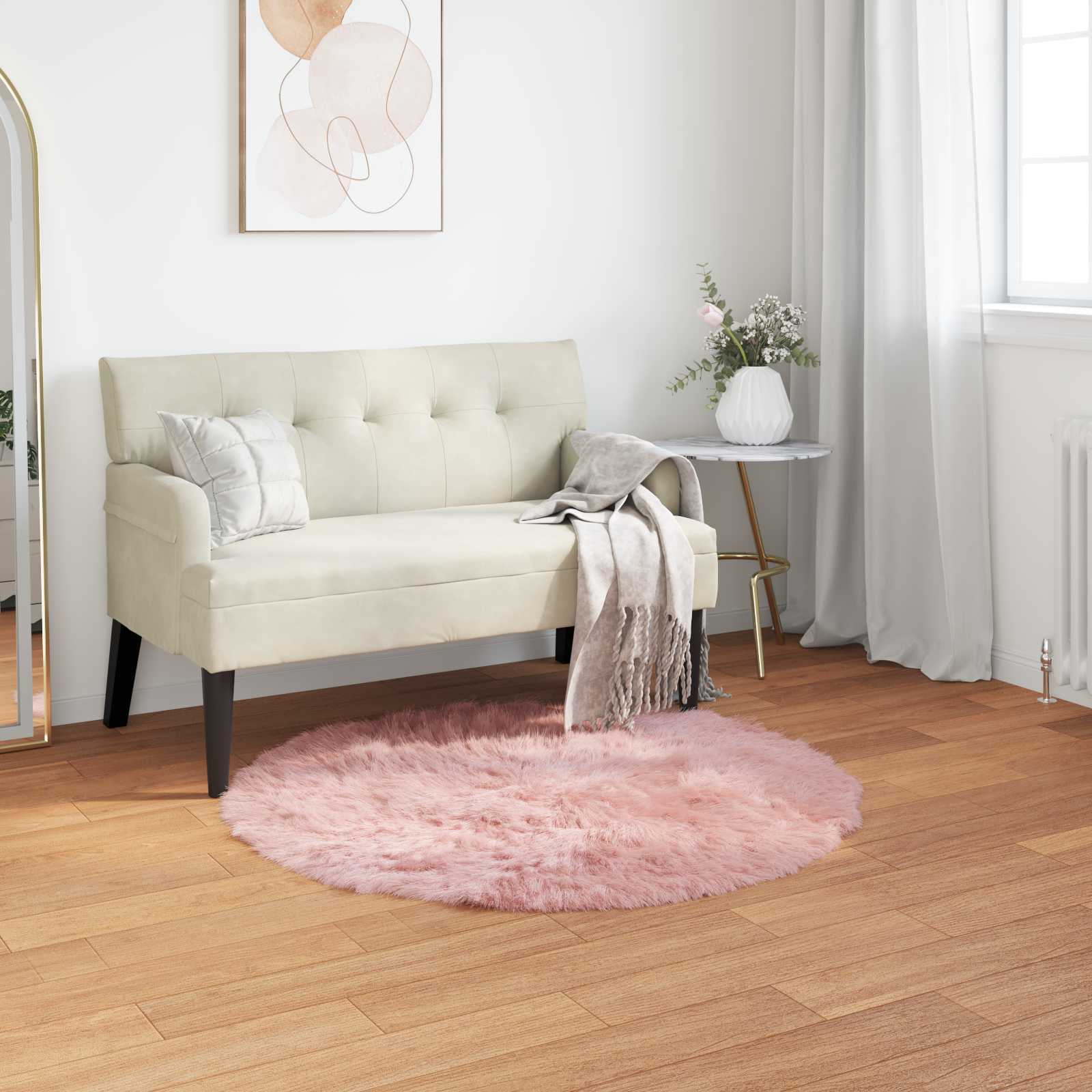 vidaXL TAFALLA - Fuskobbel Lammeskindstæppe - Pink - Ø80 cm