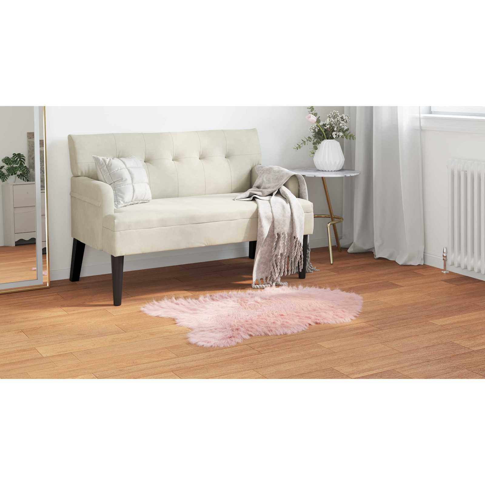 Fuskobbel lammeskindstæppe TAFALLA Lyserød 60 x 90 cm Polyester