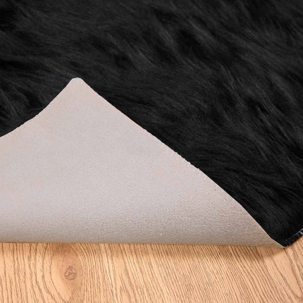 Fuskobbel lammeskindstæppe TAFALLA Sort 140 x 200 cm Polyester