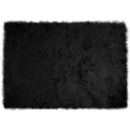 Fuskobbel lammeskindstæppe TAFALLA Sort 140 x 200 cm Polyester