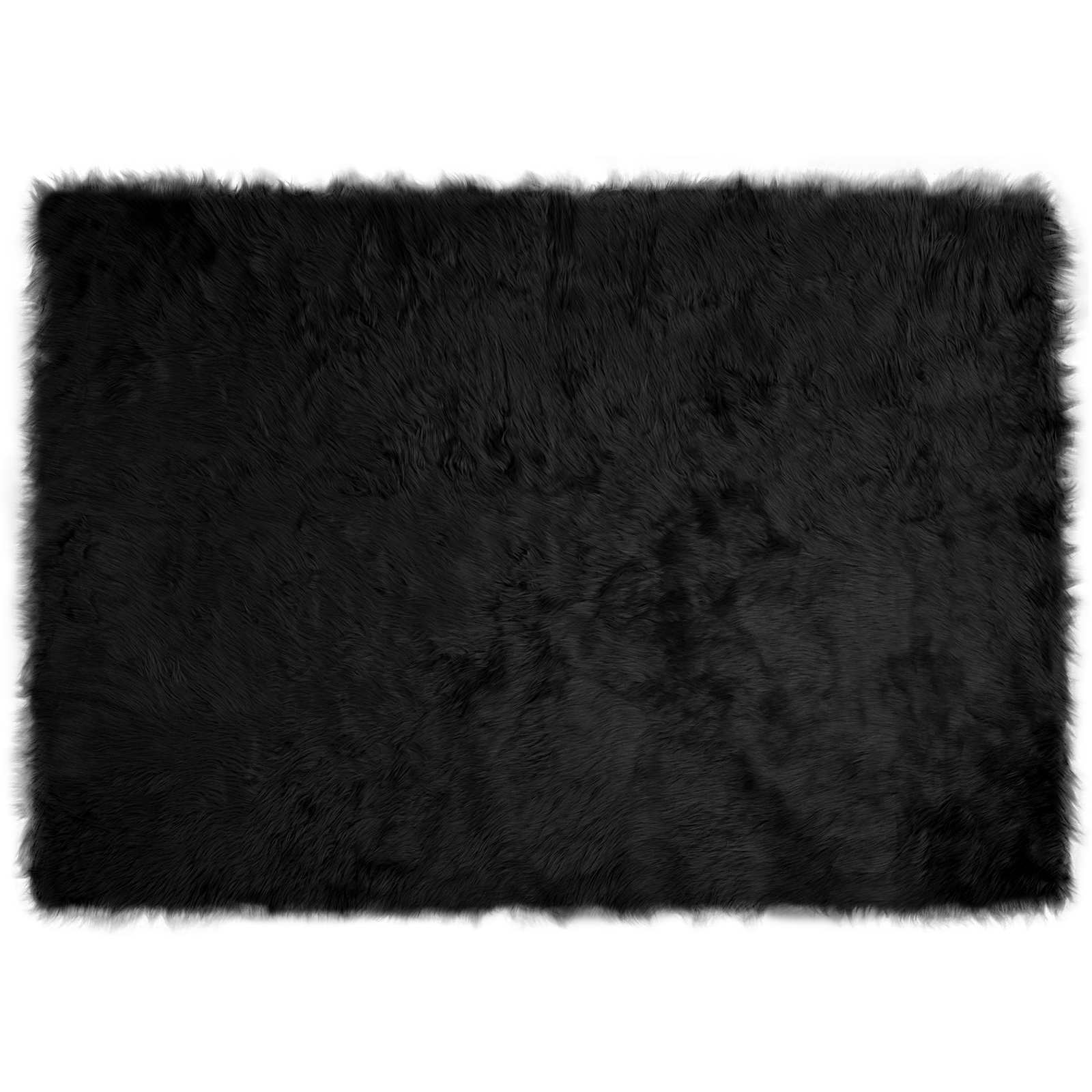 Fuskobbel lammeskindstæppe TAFALLA Sort 140 x 200 cm Polyester