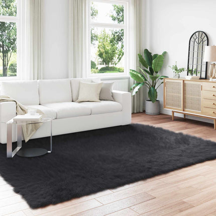 Fuskobbel lammeskindstæppe TAFALLA Sort 240 x 340 cm Polyester