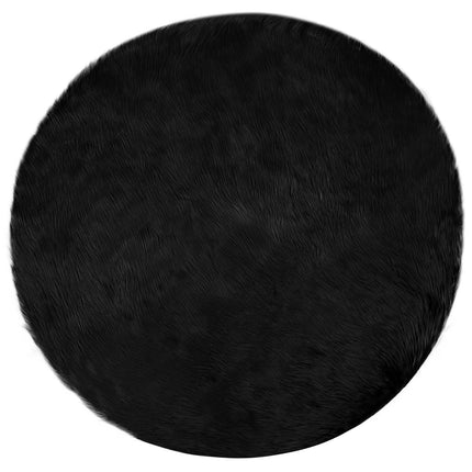 Fuskobbel lammeskindstæppe TAFALLA Sort Ø 80 cm Polyester
