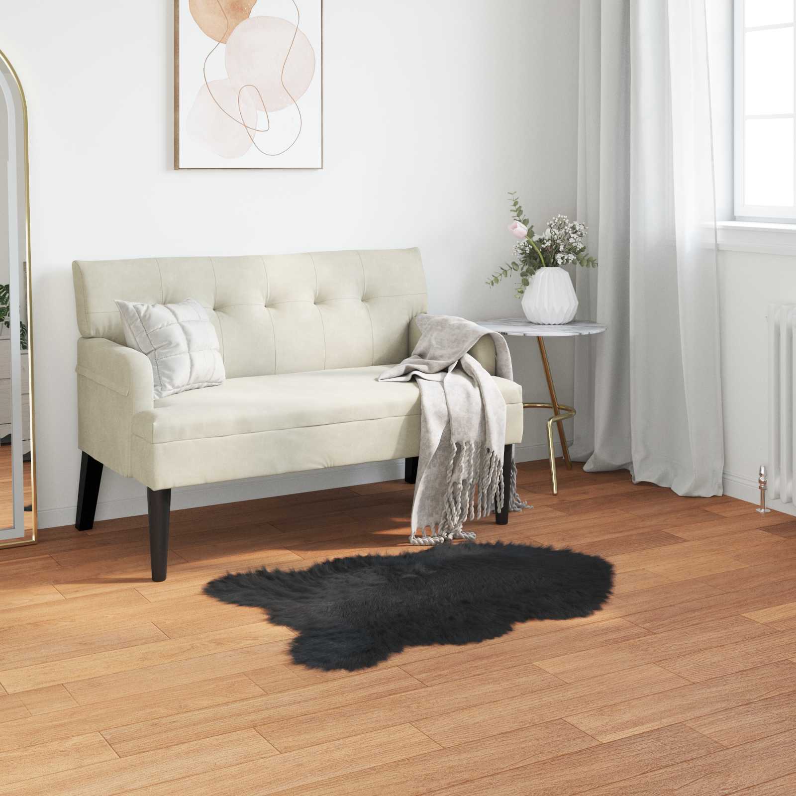 vidaXL TAFALLA - Fuskepels Tæppe - Sort - 50x80 cm
