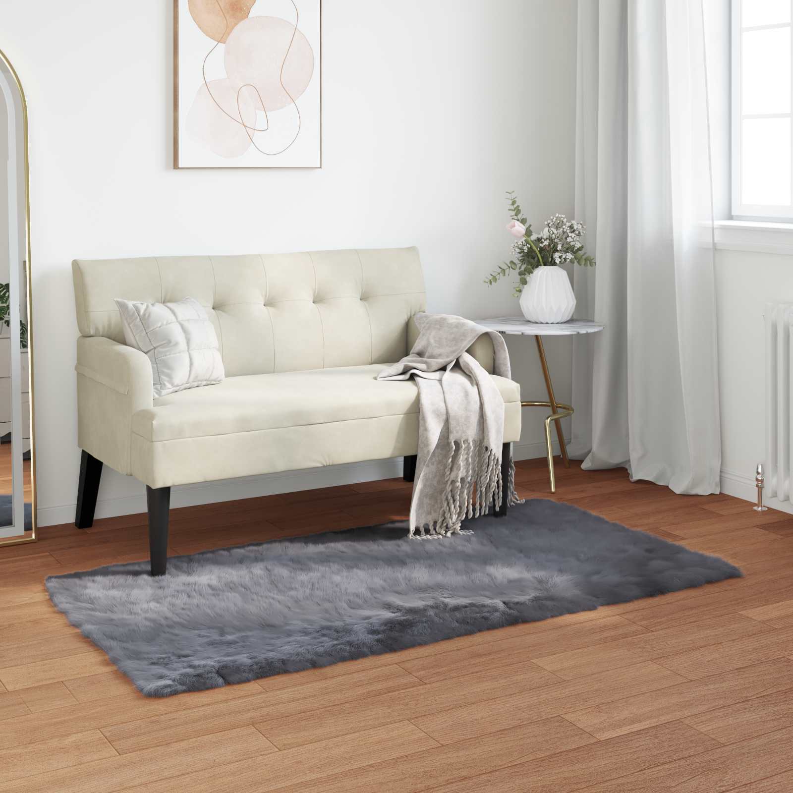 vidaXL TAFALLA - Fuskobbel Lammeskindstæppe - Grå - 60x110 cm