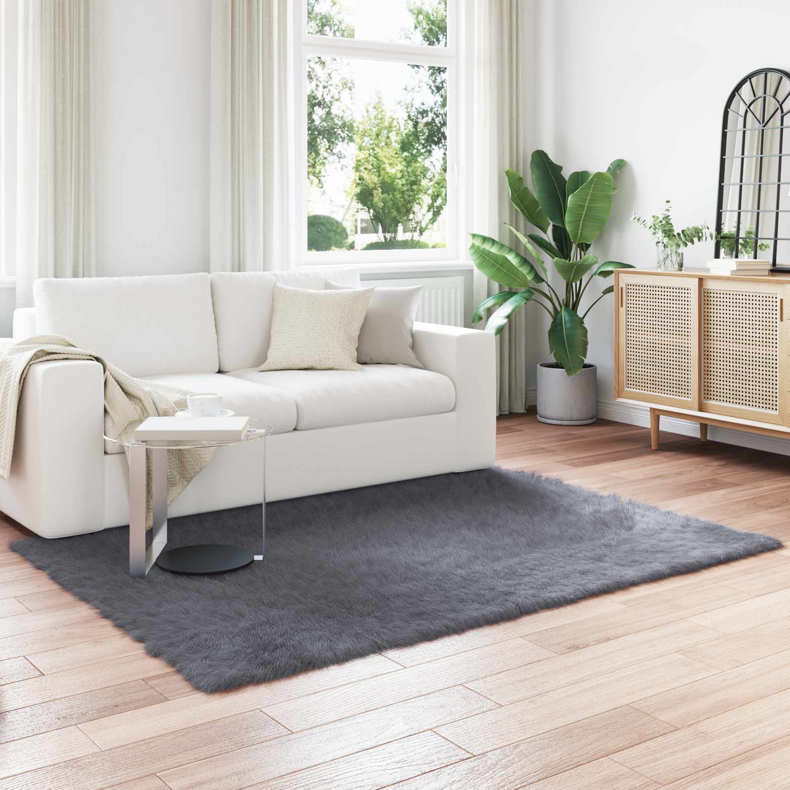 vidaXL Tafalla - Faux Lammeskindstæppe - Antracit - 160 x 230 cm