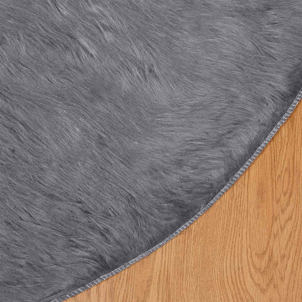 Fuskobbel lammeskindstæppe TAFALLA Antracit Ø 80 cm Polyester