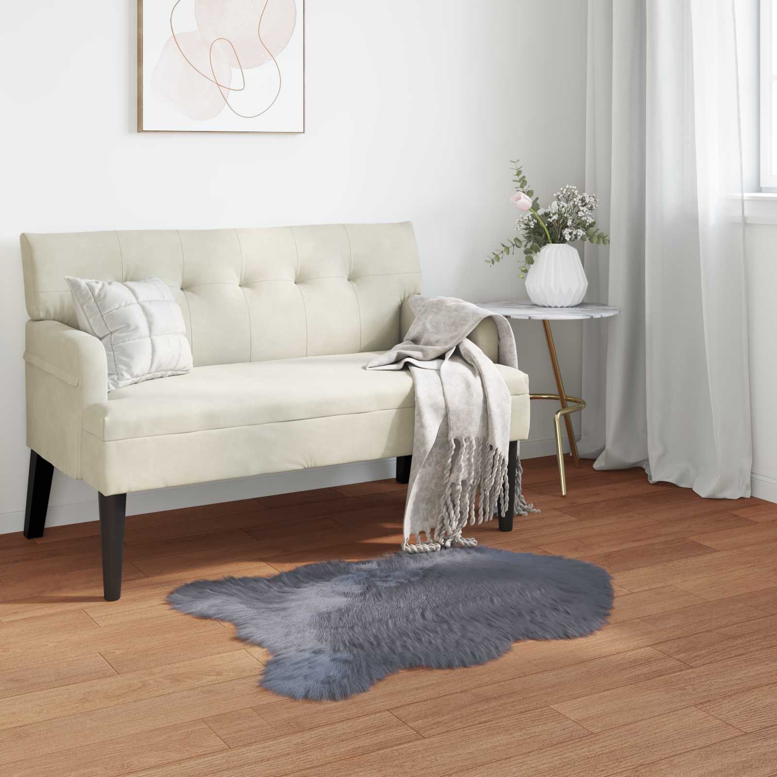 vidaXL TAFALLA - Lammeskindstæppe i Fuskobbel - Antracit - 50 x 80 cm