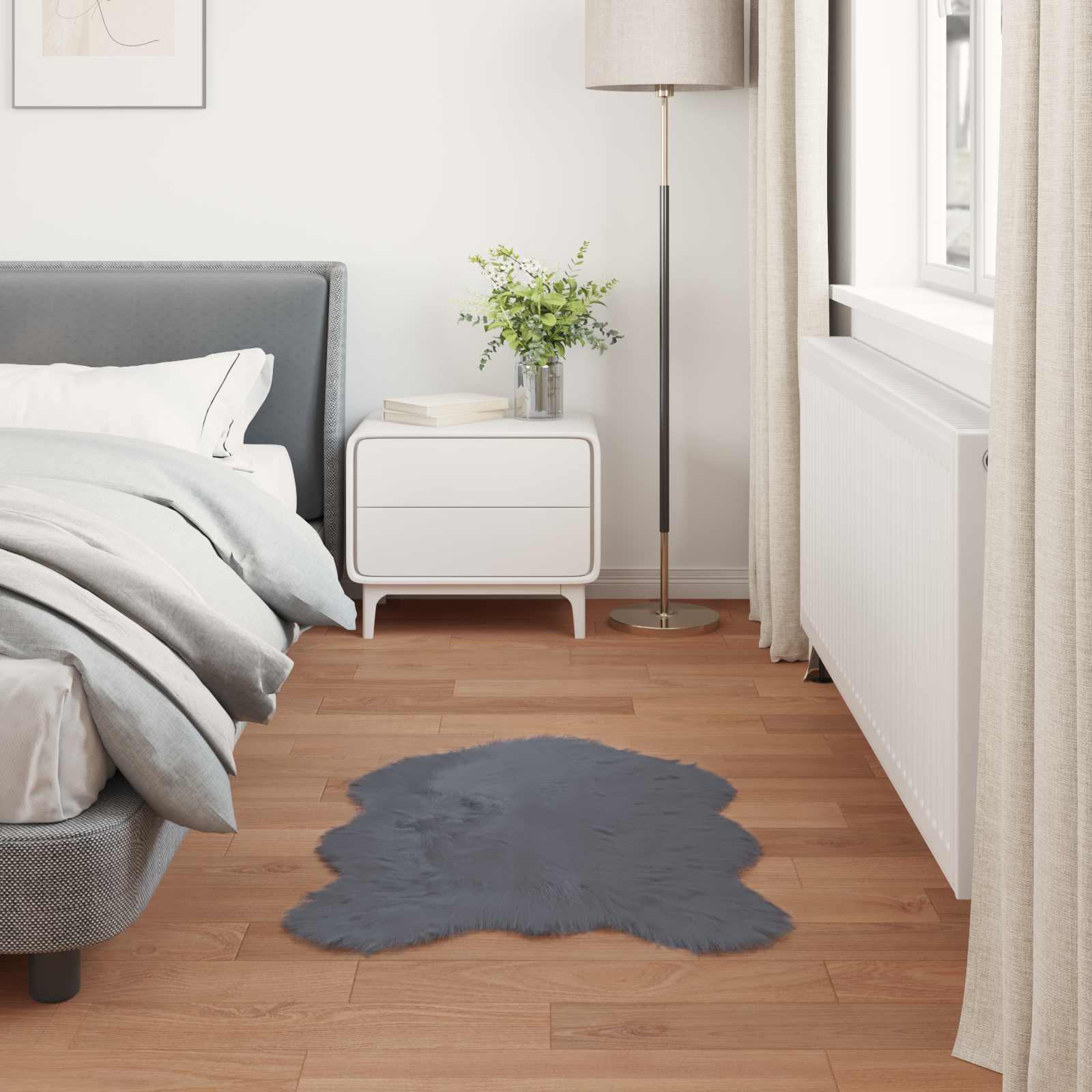 Fuskobbel lammeskindstæppe TAFALLA Antracit 60 x 90 cm