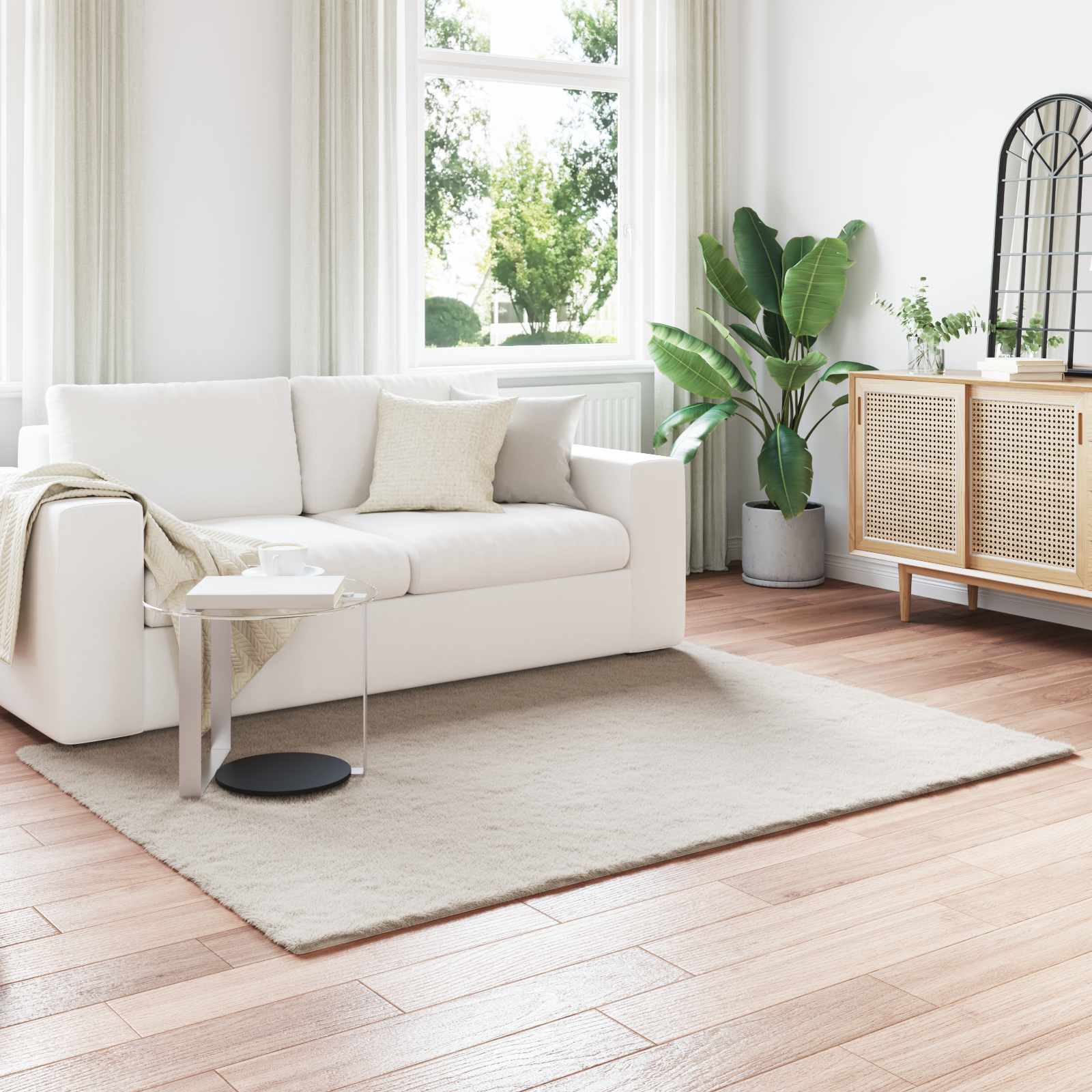 Skridsikker tæppe af kunstig kaninpels OLITE Beige 140 x 200 cm