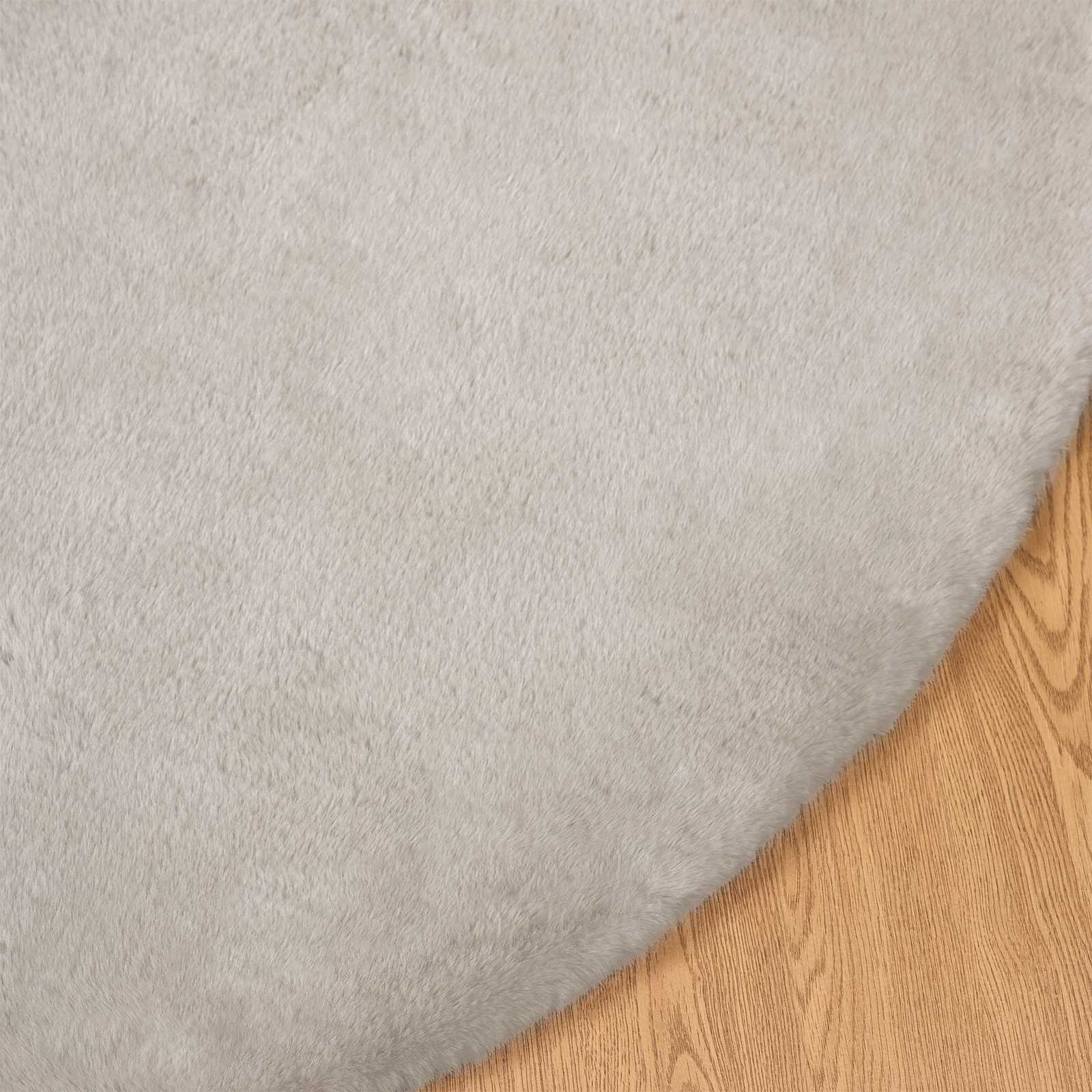 Skridsikker tæppe af kunstig kaninpels OLITE Beige Ø 80 cm