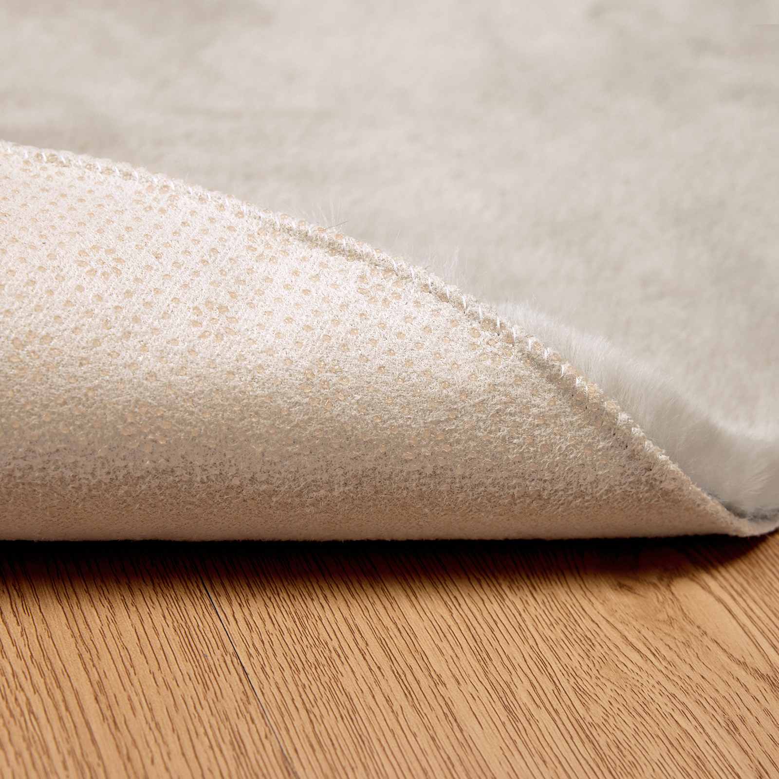 Skridsikker tæppe af kunstig kaninpels OLITE Beige Ø 120 cm