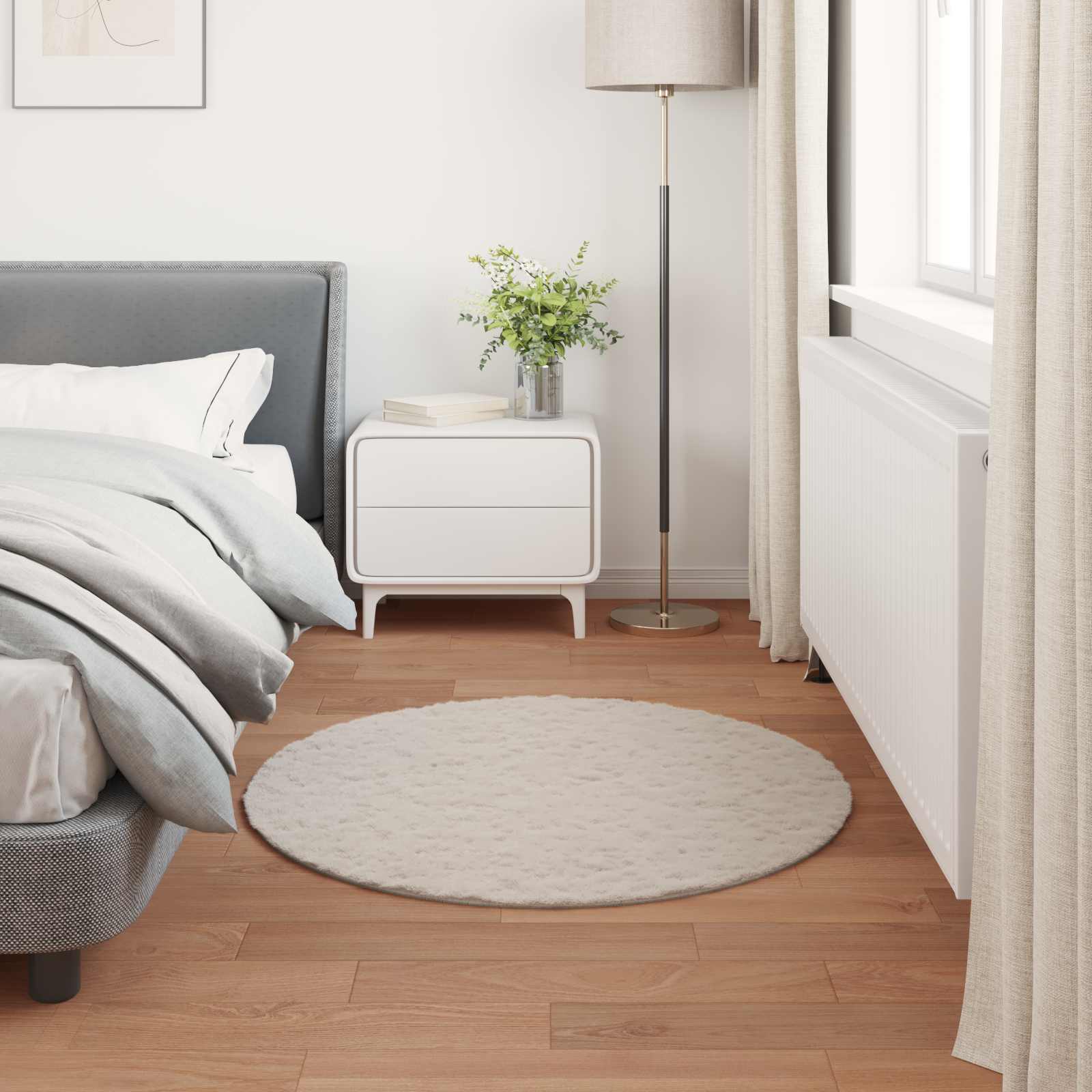 Skridsikker tæppe af kunstig kaninpels OLITE Beige Ø 120 cm