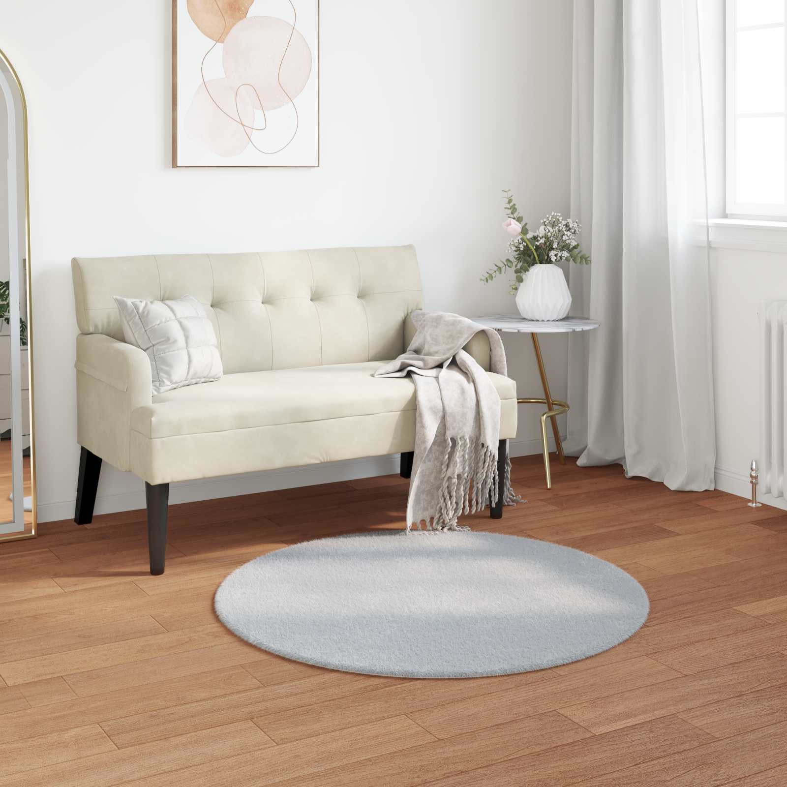 Faux Kanin Pels Tæppe Olite Grå ø 100 Cm Polyester - Vidaxl