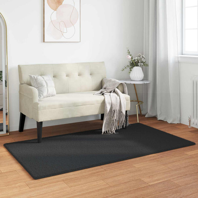 Skridsikker tæppe af kunstig kaninpels OLITE Sort 60 x 110 cm
