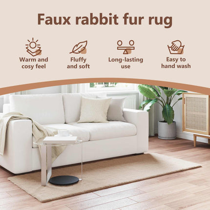 Skridsikker tæppe af kunstig kaninpels OLITE Gråbrun Polyester