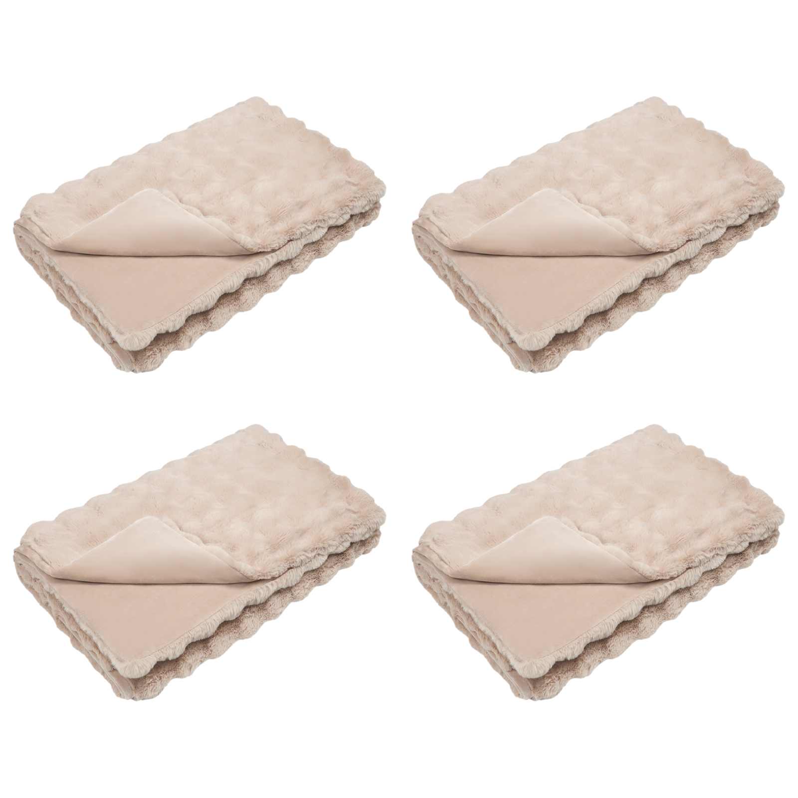 Faux Kanin Pels Tæppe 4 pcs Beige 150 x 220 cm Polyester