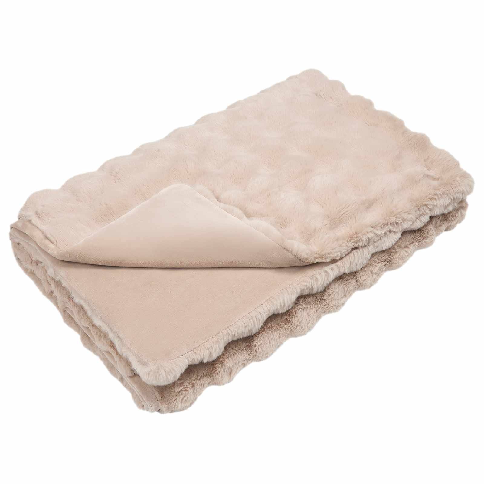 Faux Kanin Pels Tæppe 4 pcs Beige 150 x 220 cm Polyester