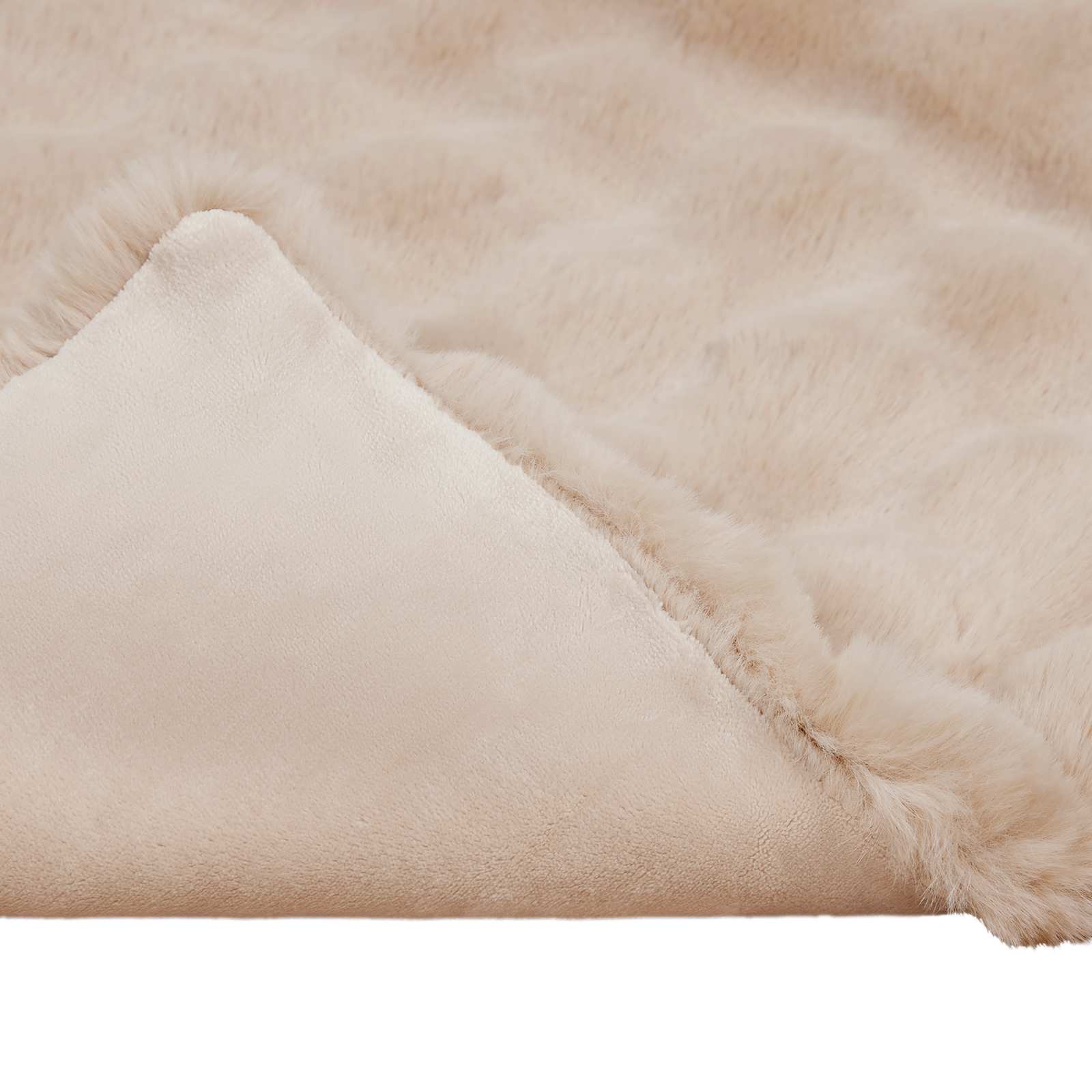Faux Kanin Pels Tæppe 4 pcs Beige 240 x 270 cm Polyester