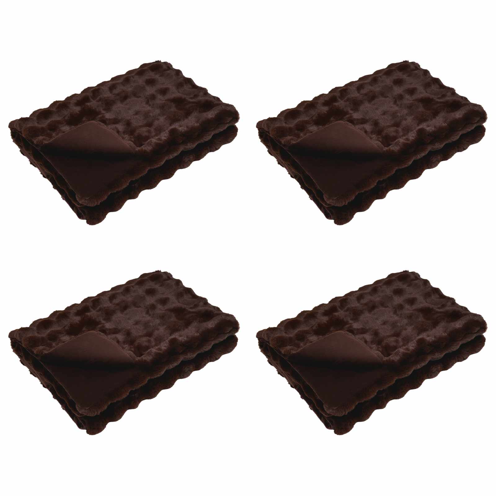 Faux Kanin Pels Tæppe 4 pcs Camel 220 x 240 cm Polyester