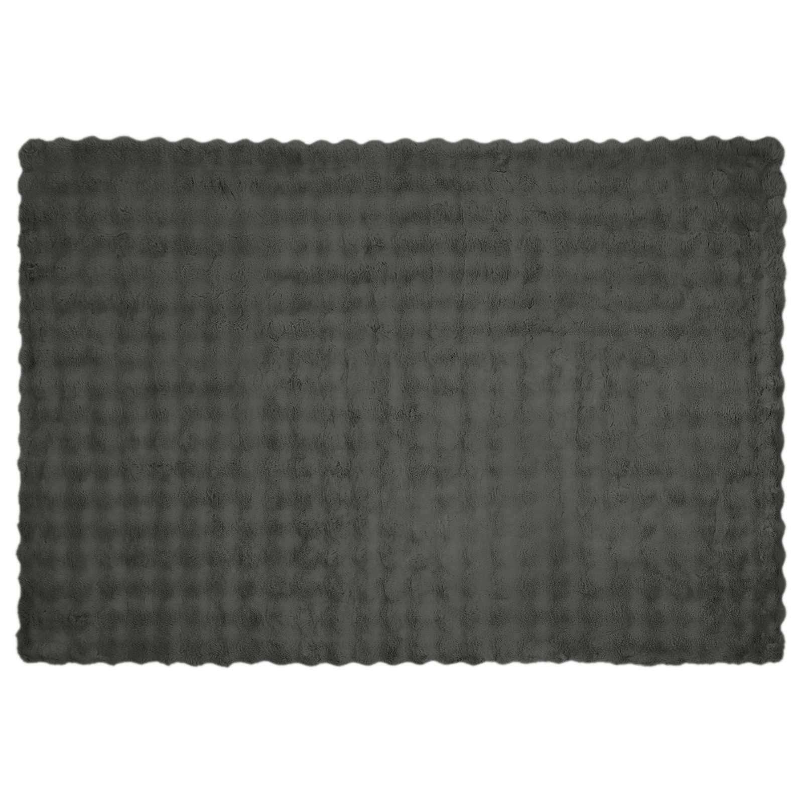 Faux Kanin Pels Tæppe 4 pcs Mørkegrå 150 x 220 cm Polyester