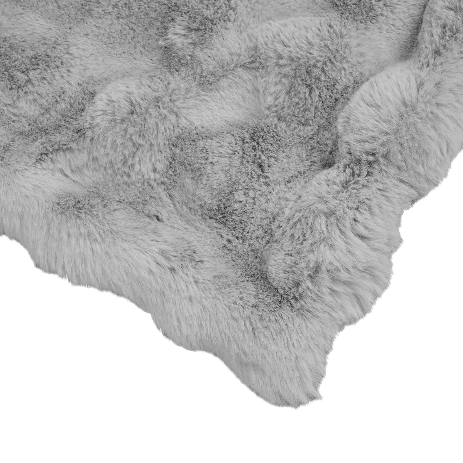 Faux Kanin Pels Tæppe 4 pcs Grå 130 x 150 cm Polyester
