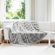 Faux Kanin Pels Tæppe 4 pcs Grå 220 x 240 cm Polyester