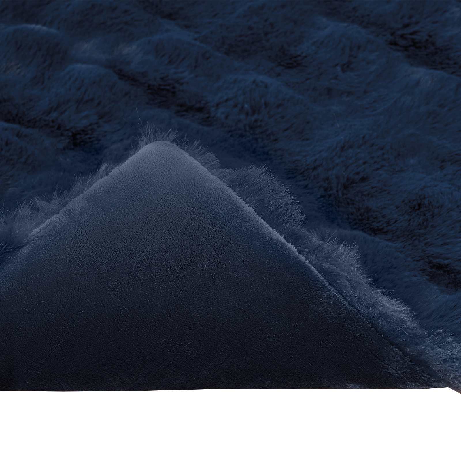 Faux Kanin Pels Tæppe 4 pcs Marine Blå 220 x 240 cm Polyester