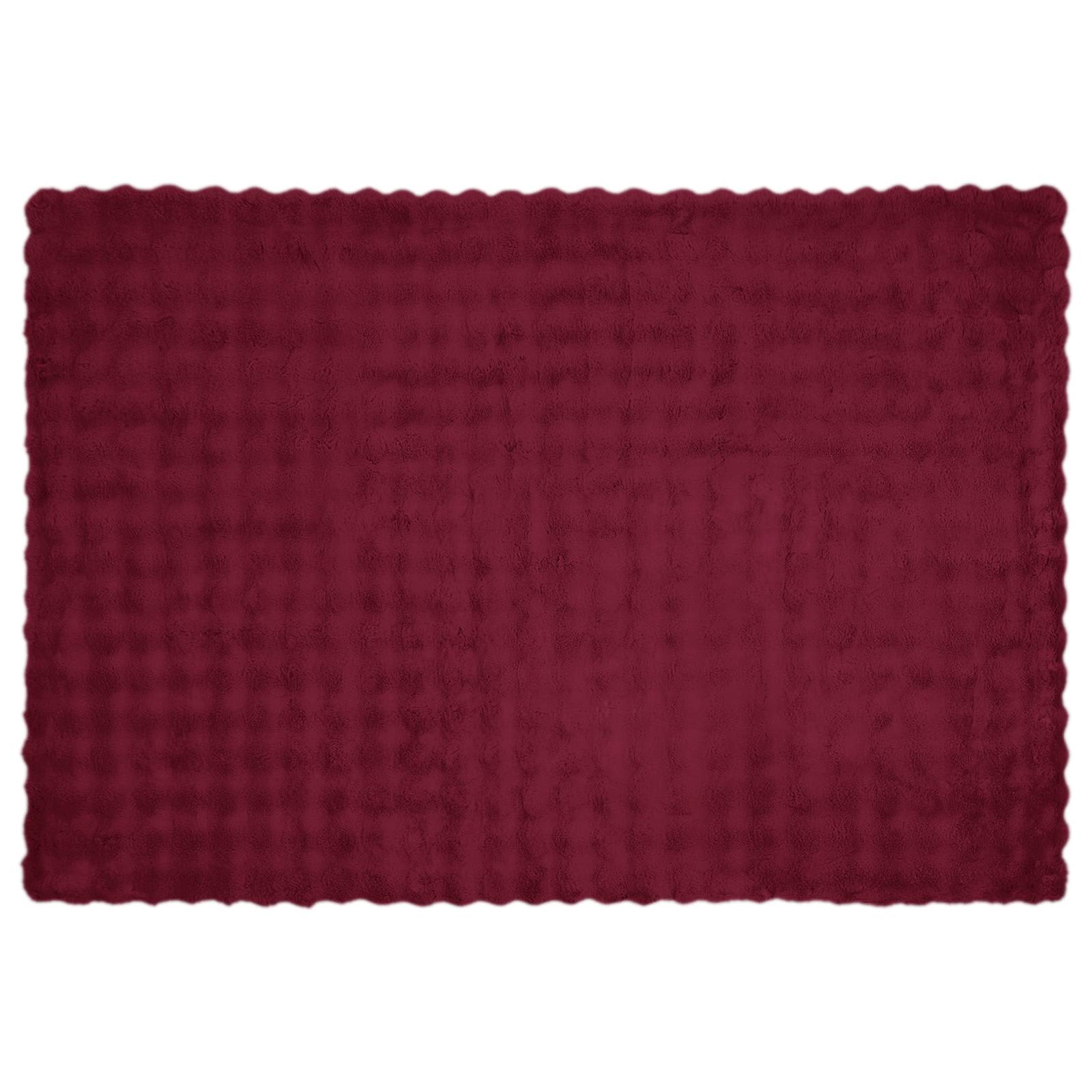 Faux Kanin Pels Tæppe 4 pcs Bordeaux Rød 130 x 150 cm Polyester