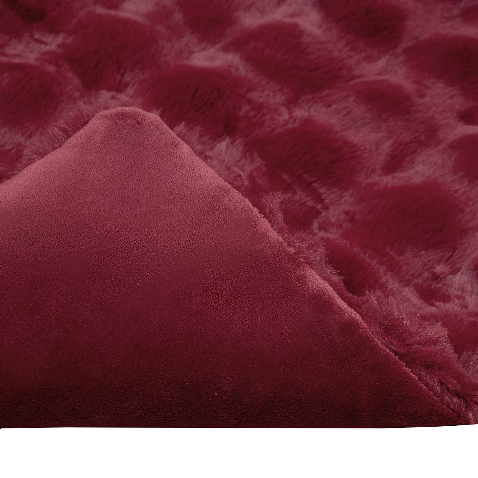 Faux Kanin Pels Tæppe 4 pcs Bordeaux Rød 150 x 220 cm Polyester