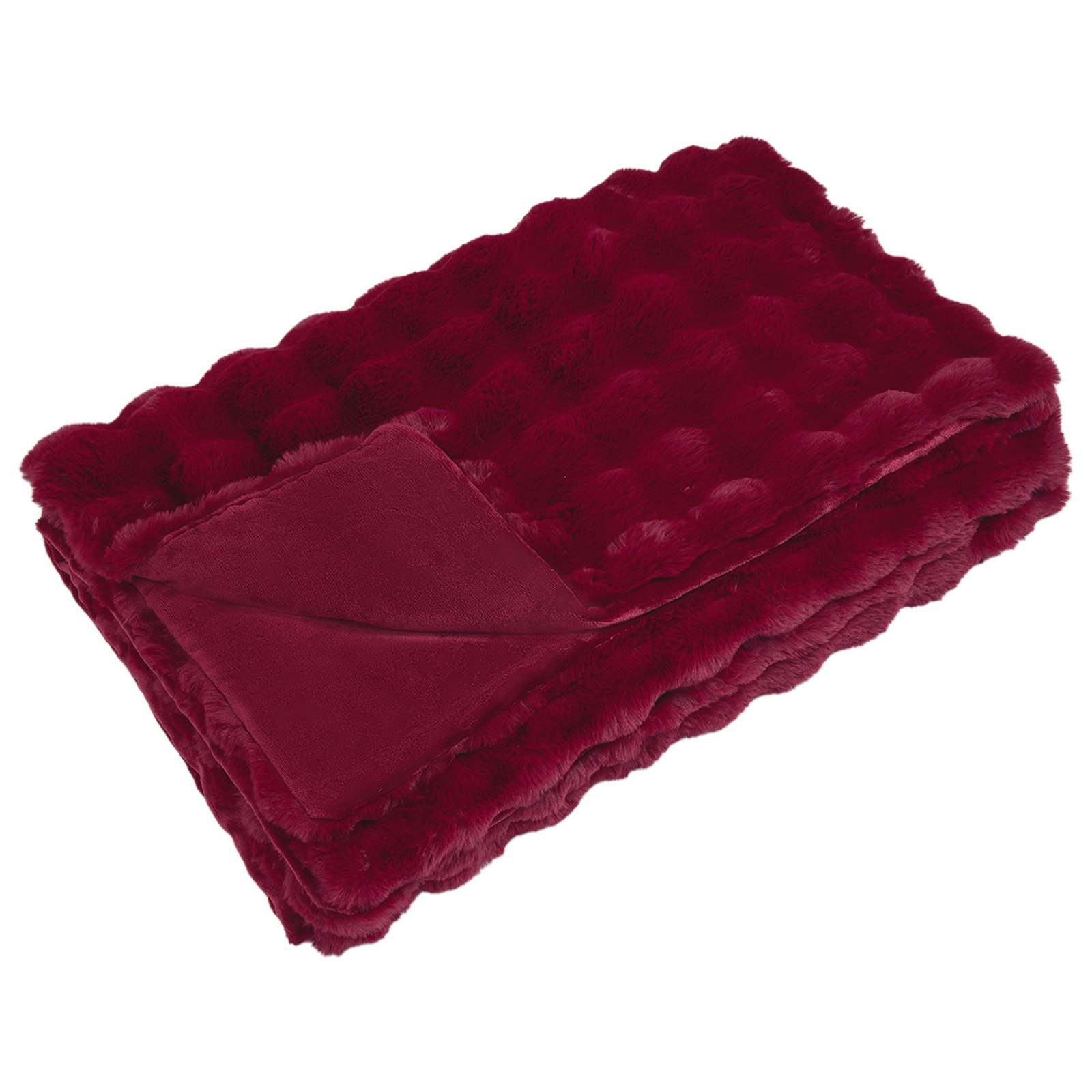 Faux Kanin Pels Tæppe 4 pcs Bordeaux Rød 220 x 240 cm Polyester