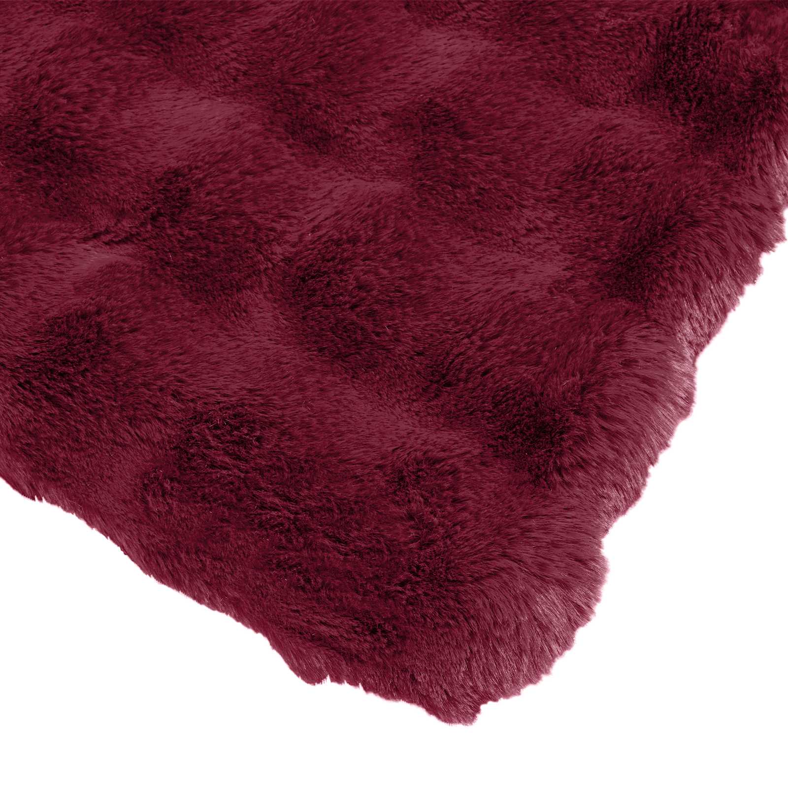 Faux Kanin Pels Tæppe 4 pcs Bordeaux Rød 240 x 270 cm Polyester