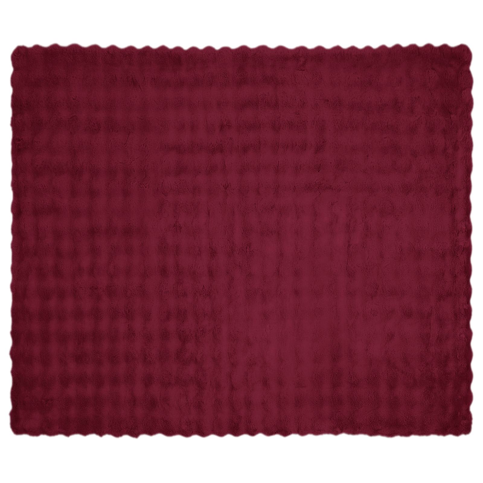 Faux Kanin Pels Tæppe 4 pcs Bordeaux Rød 240 x 270 cm Polyester