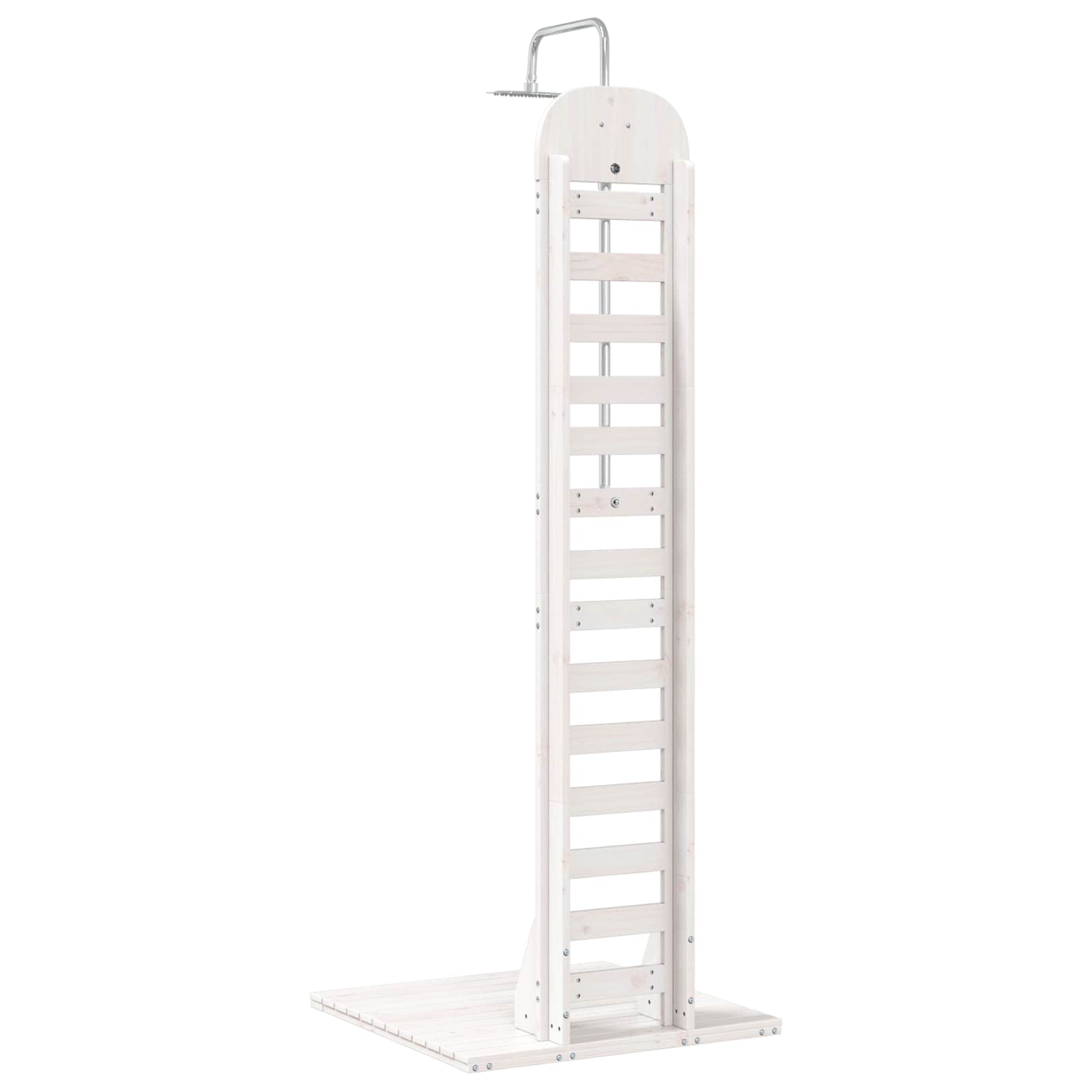 Udendørs bruser 223 cm Massivt fyrretræ og rustfrit stål Hvid