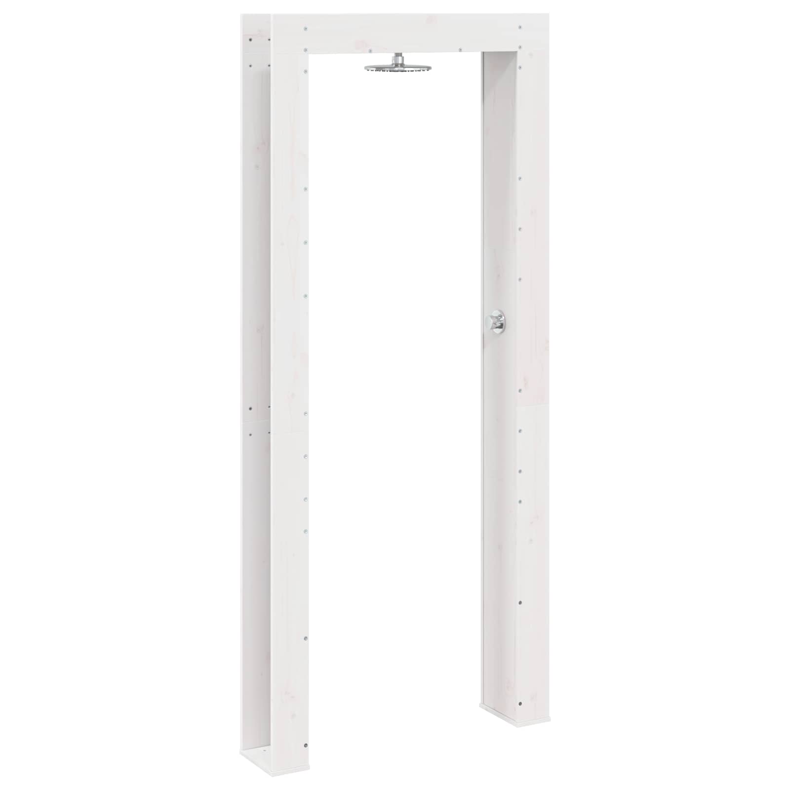 Udendørs bruser 226 cm Massivt fyrretræ og rustfrit stål Hvid