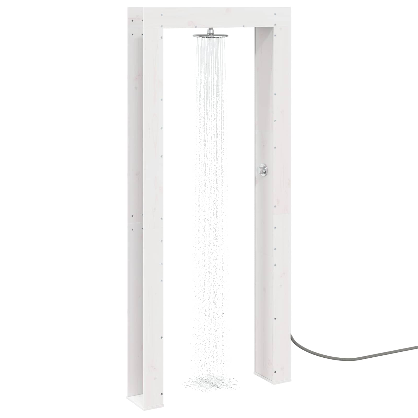 Udendørs bruser 226 cm Massivt fyrretræ og rustfrit stål Hvid