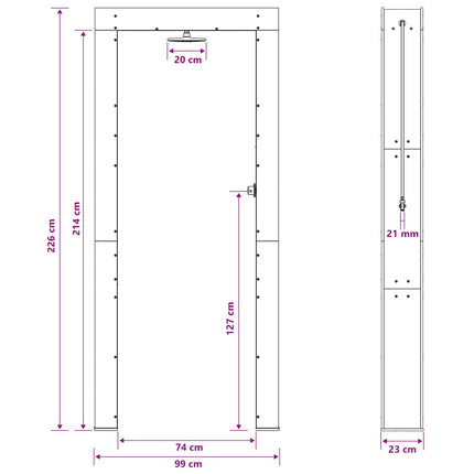 Udendørs bruser 226 cm Massiv Douglas træ og rustfrit stål