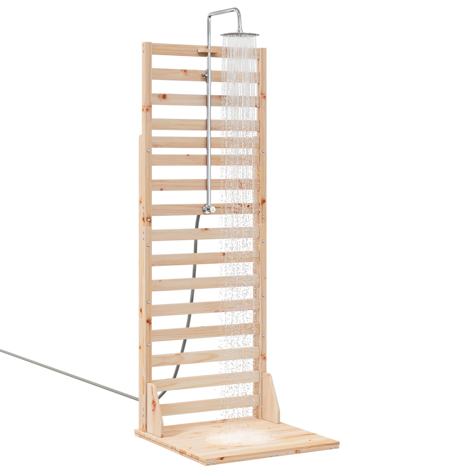 Udendørs bruser 225 cm Massivt fyrretræ og rustfrit stål
