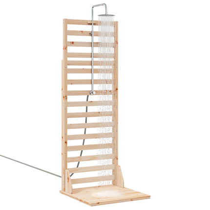 Udendørs bruser 225 cm Massivt fyrretræ og rustfrit stål