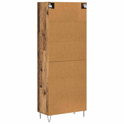 Highboard 2 pcs Gammelt træ Konstrueret træ og glas