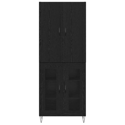 Highboard 2 pcs Sort eg Konstrueret træ og glas