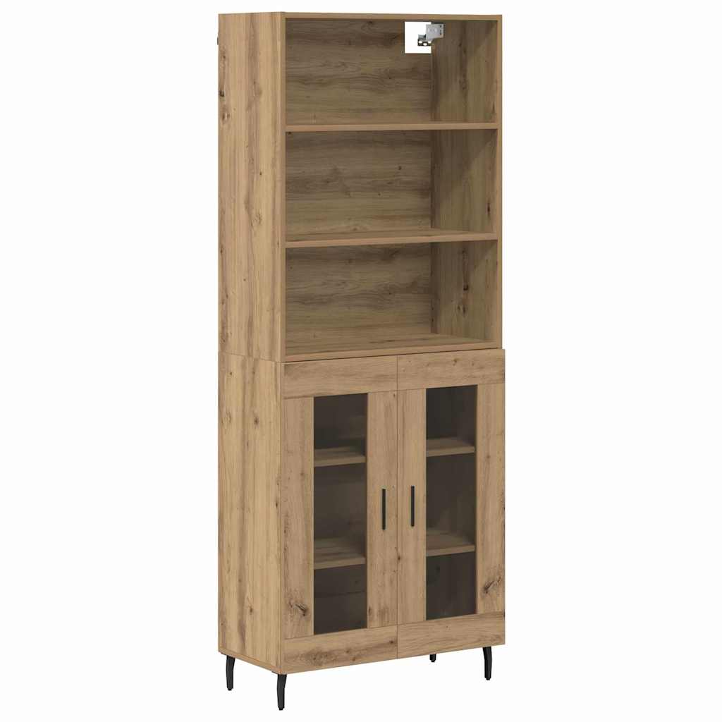 Highboard Artisan Egetræ 69,5 x 34 x 180 cm Ingeniørtræ og glas