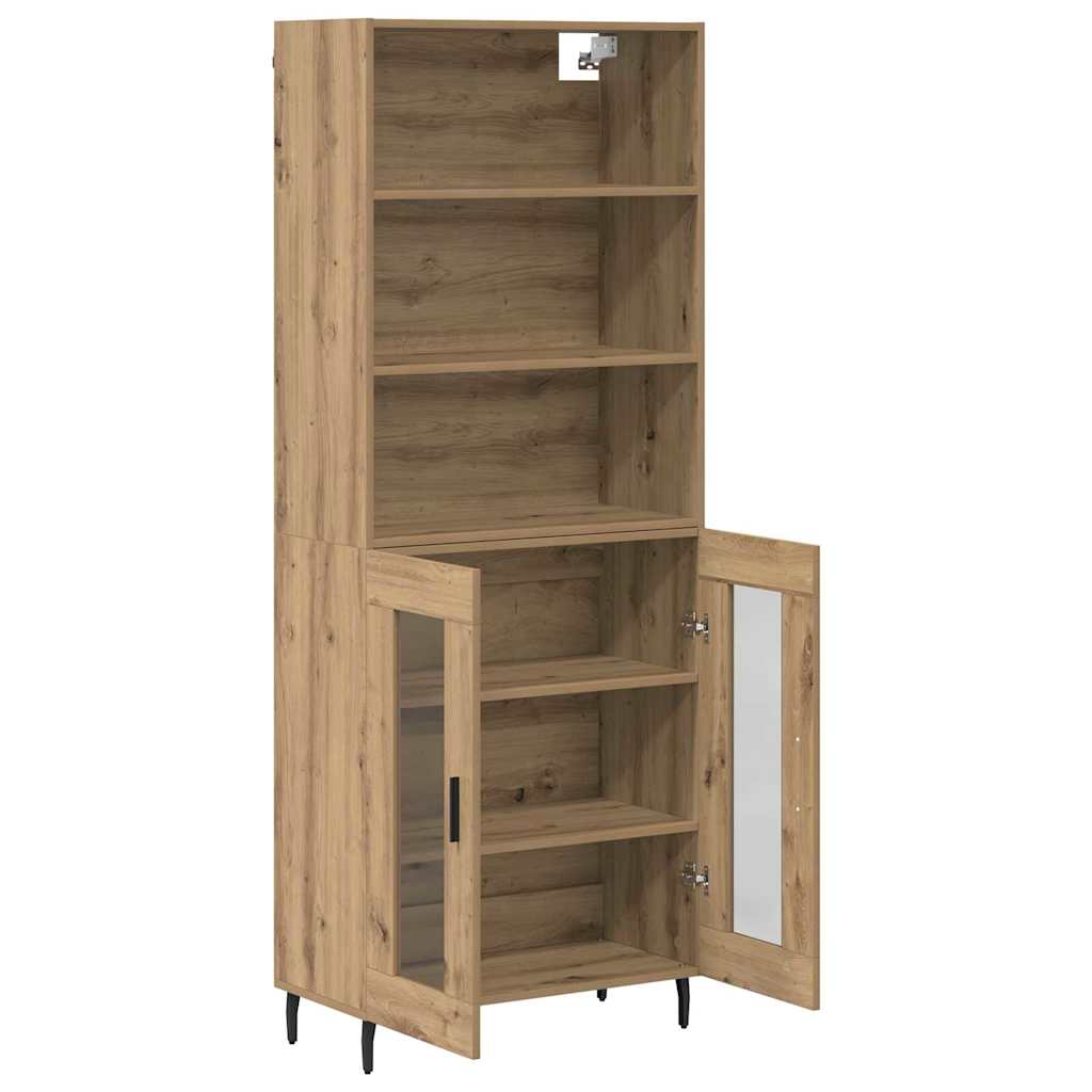 Highboard Artisan Egetræ 69,5 x 34 x 180 cm Ingeniørtræ og glas