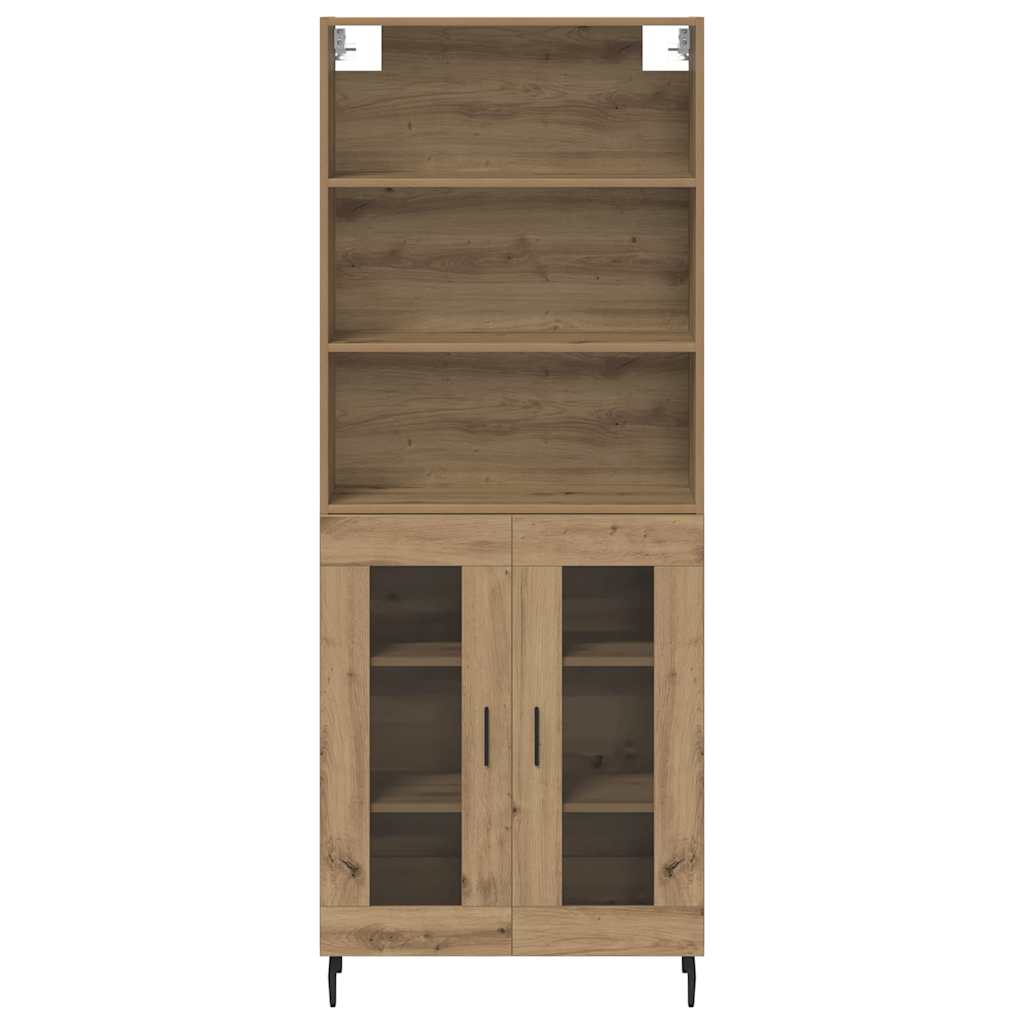 Highboard Artisan Egetræ 69,5 x 34 x 180 cm Ingeniørtræ og glas