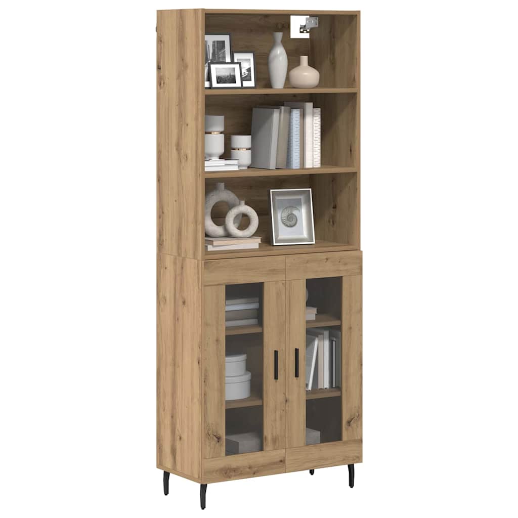 Highboard Artisan Egetræ 69,5 x 34 x 180 cm Ingeniørtræ og glas