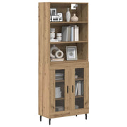 Highboard Artisan Egetræ 69,5 x 34 x 180 cm Ingeniørtræ og glas