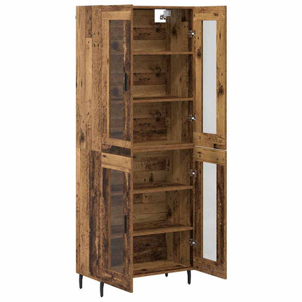 Highboard 2 pcs Gammelt træ Ingeniørtræ og glas