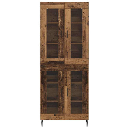 Highboard 2 pcs Gammelt træ Ingeniørtræ og glas
