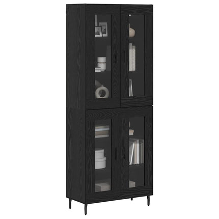 Highboard 2 pcs Sort eg Ingeniørtræ og glas